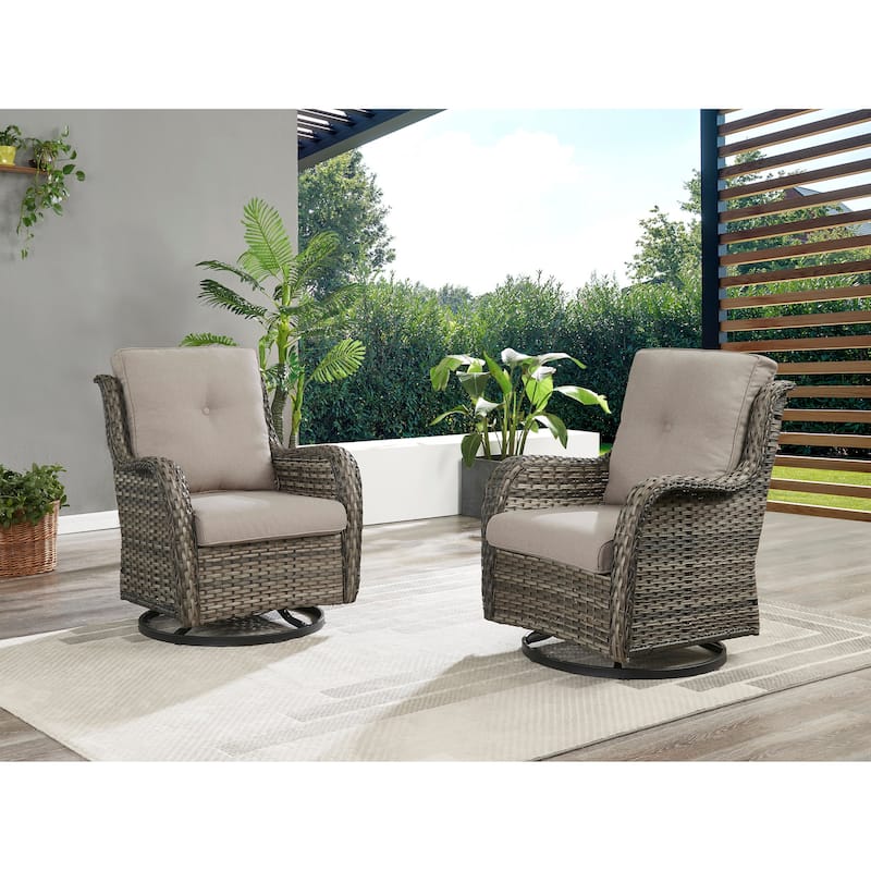 Pocassy 5-Piece Outdoor Furniture Set, Swivel chairs with Ottomans