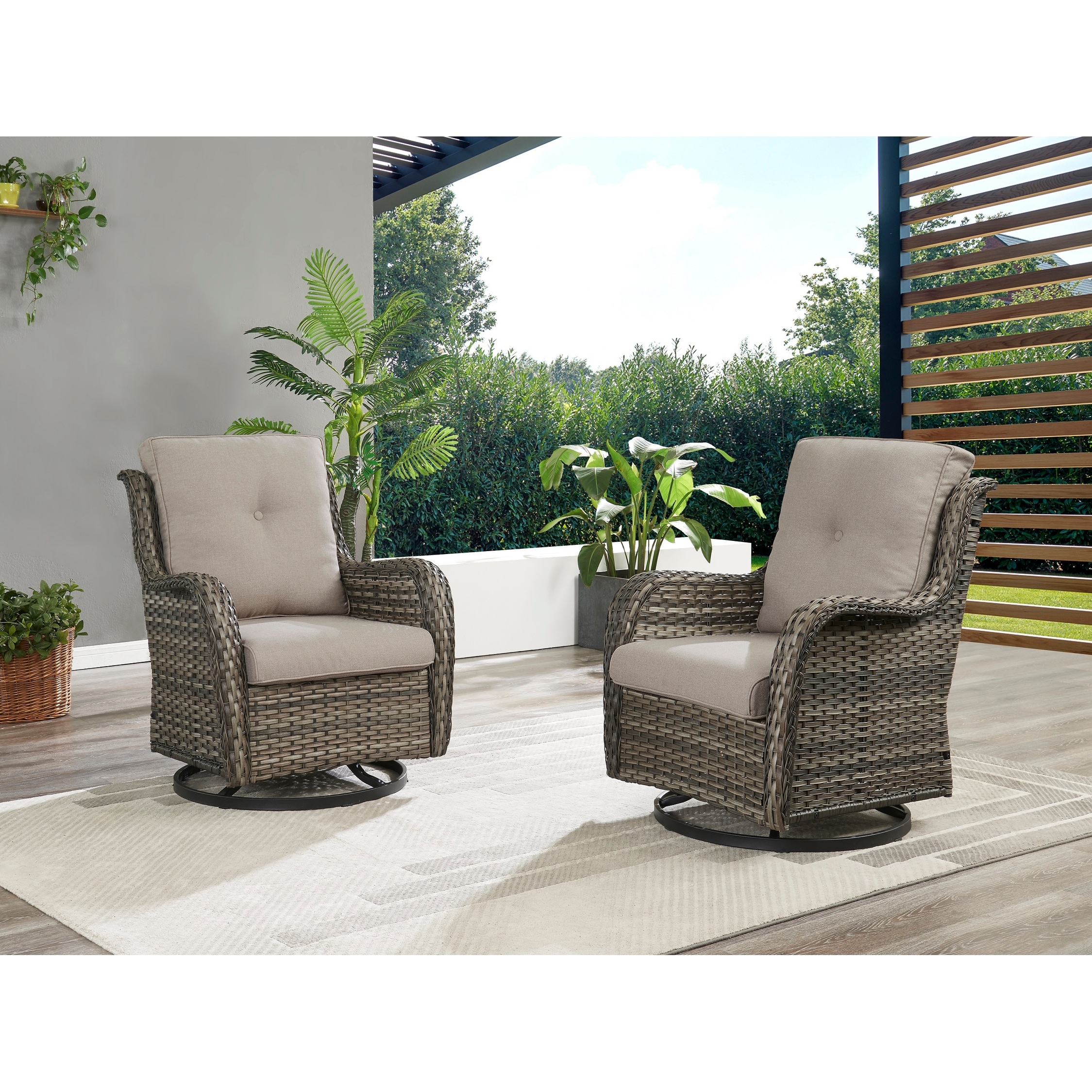 Outdoor swivel sales chair with ottoman
