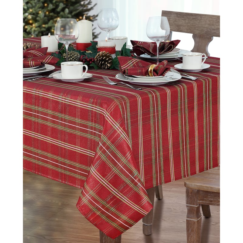 Elrene Shimmering Plaid Holiday Christmas Set of 4 Napkins - 17" w x 17" l
