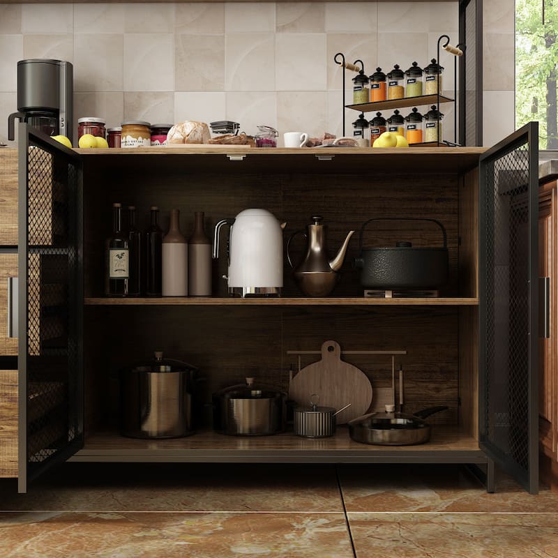 59"W Kitchen Cabinet Pantry with Sleek Design & Ample Storage - 59"W 68.5"H