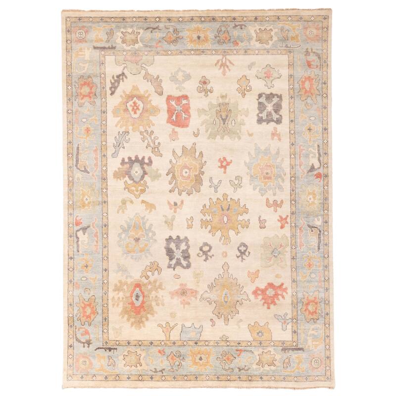 ECARPETGALLERY Hand-knotted Modern Oushak Beige Wool Rug - 8'10 x 12'0