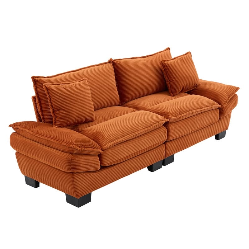 Oversized Corduroy Loveseat Sofa - 84" Wide Deep-Seat Couch with Pillows for Living Room, Apartment, Office
