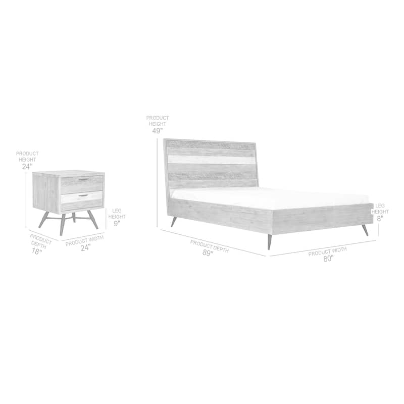 Bridges 3 Piece Bedroom Set in Two-Tone Acacia Wood