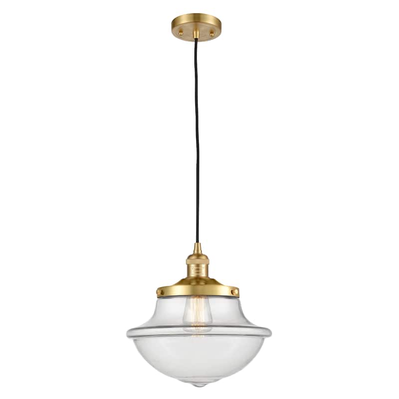Innovations Lighting Franklin Restoration Oxford - 1 Light 12" Cord Hung Mini Pendant - Clear/Satin Gold