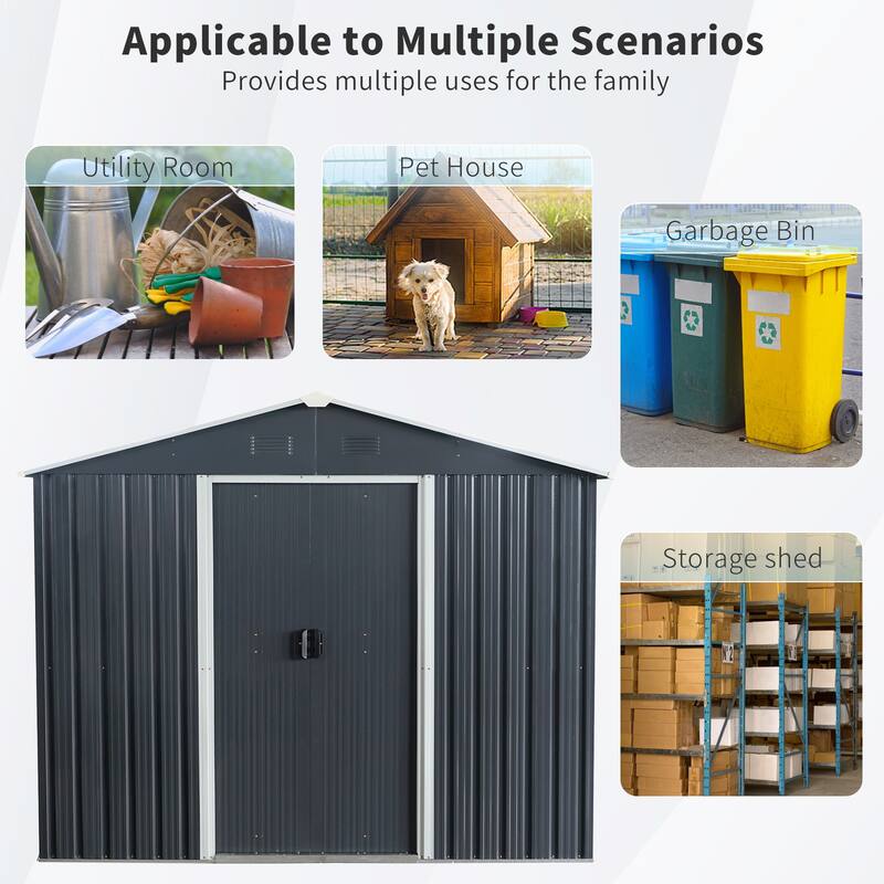 GDF Studio - Bartow Outdoor Metal Storage Shed with Metal Foundation and Galvanized Steel Panels