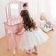 preview thumbnail 3 of 6, Teamson Kids Gisele Vanity Set w/ LED Mirror Light - Pink/Rose Gold - 23.5" x 11.75" x 39.25"