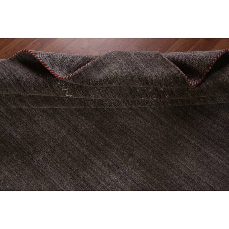 Hand Knotted Oriental 100% Wool Carpet Tribal Tribal Greys & Charcoal Gabbeh Area Rug - 9' 9'' X 8' 0''