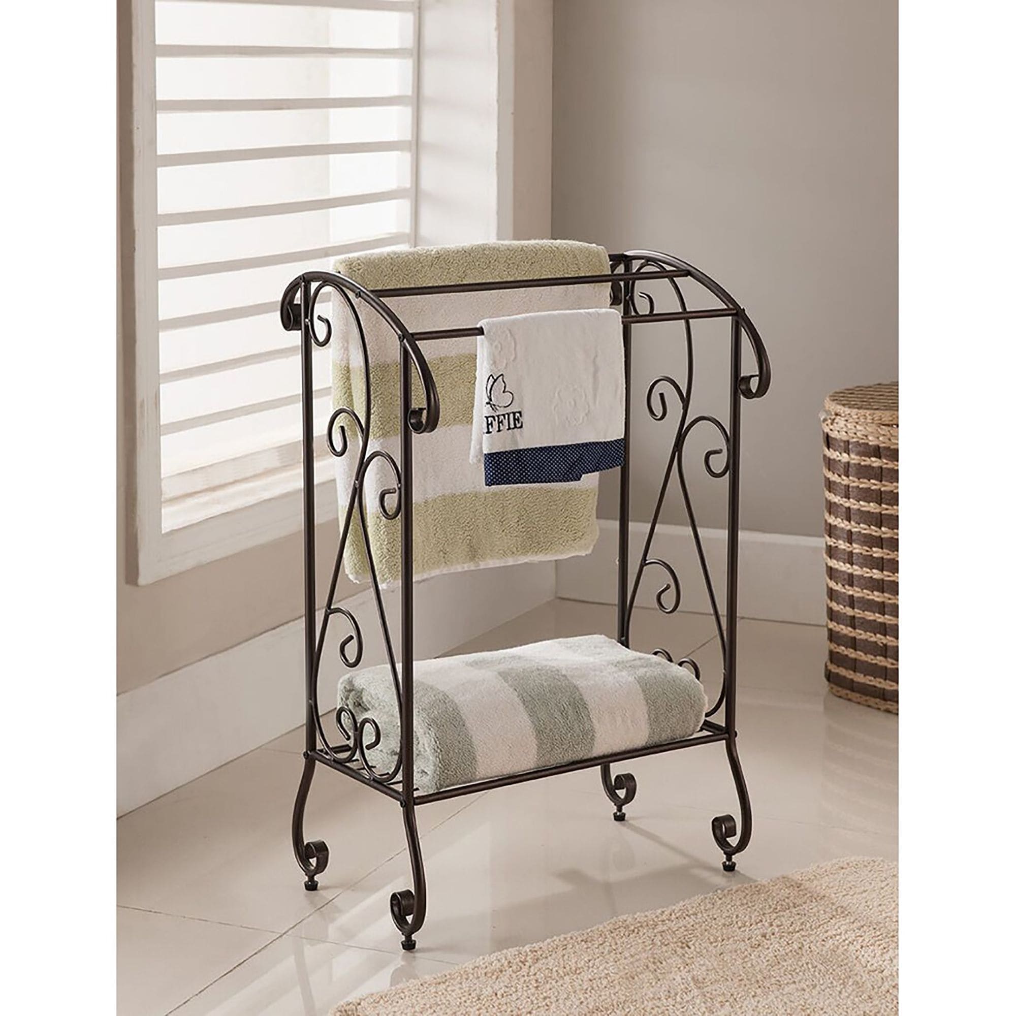 Free standing bathroom clearance towel rack