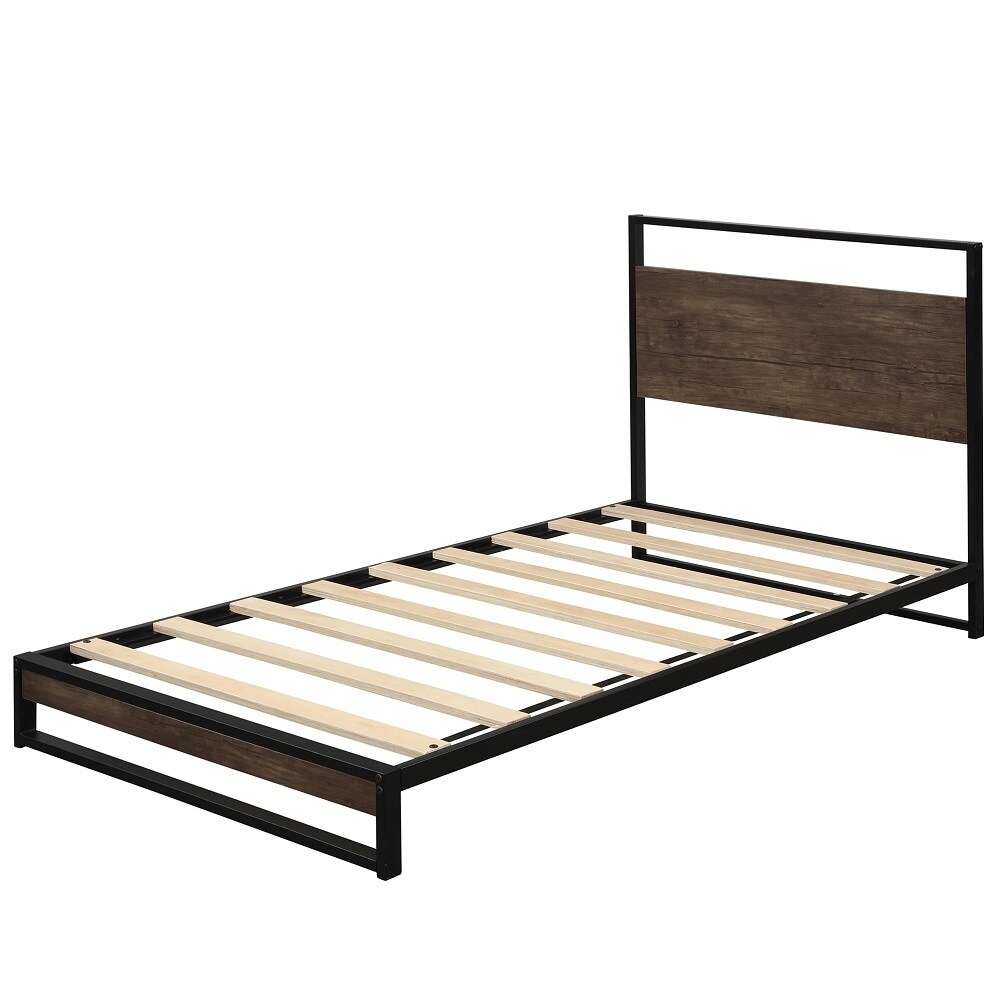 Weight Capacity: 544 Kilogram, Assembly Required Bed Frame Bemott Modern Style with Wooden Slats Double