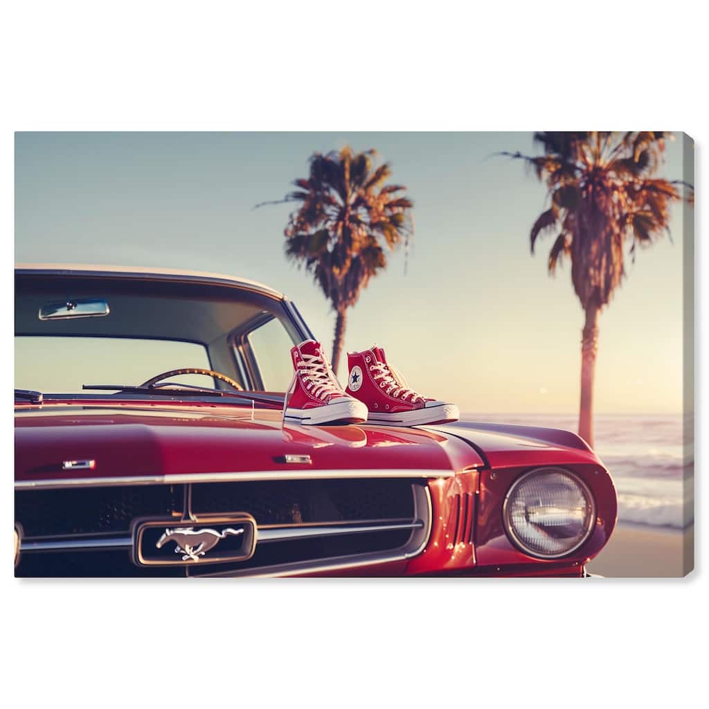 Beachside Car and Sneakers Canvas by Art Remedy, Gallery Wrapped