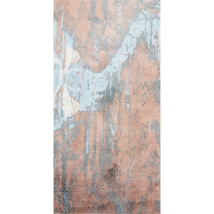 Hand Knotted Oriental Viscose Silk Carpet Modern Animal Pictorial Multi-Colored Abstract Area Rug - 4' 0'' X 2' 0''