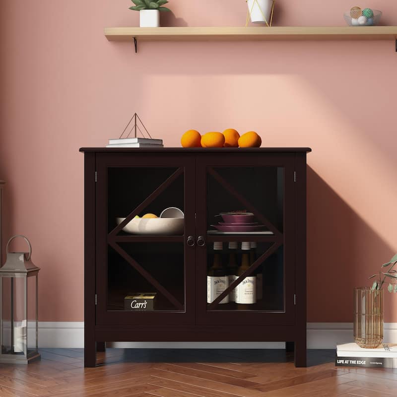 Kitchen cabinet with double glass doors