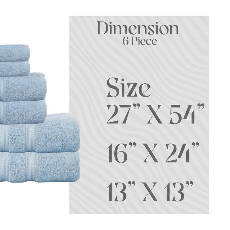 Home Weavers Elegance Essentials 550GSM Cotton Zero Twist Super Absorbent Bath Towel Set of 6