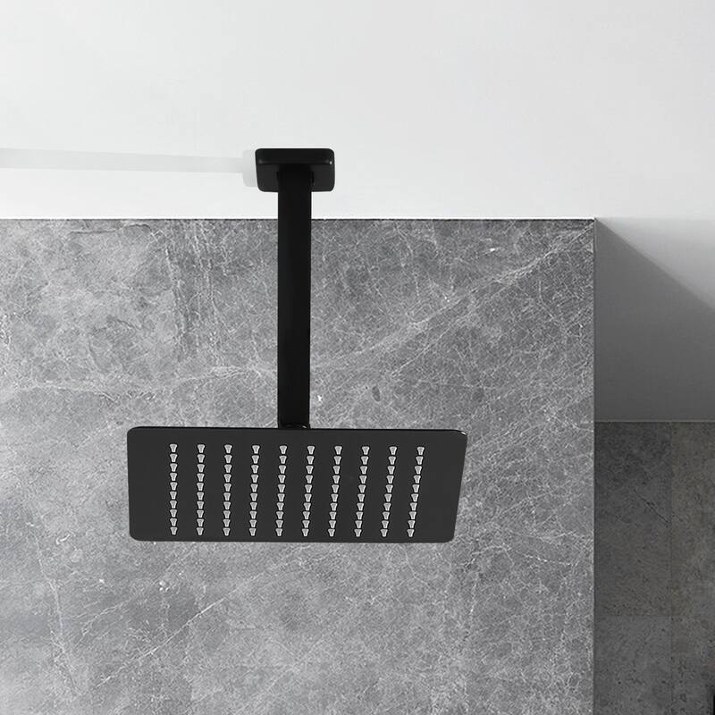 10" Square High Pressure Rain Shower Head,304 Stainless Steel Rain Shower Head - Matte Black