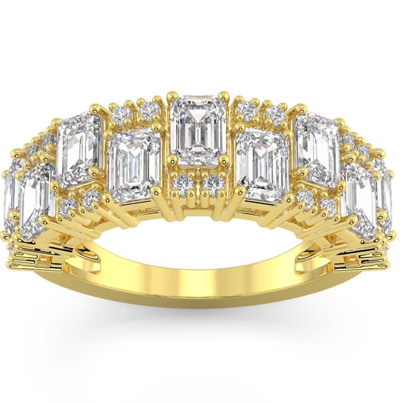 3Ct Emerald Cut Wedding Ring Anniversary Band Gold Lab Grown