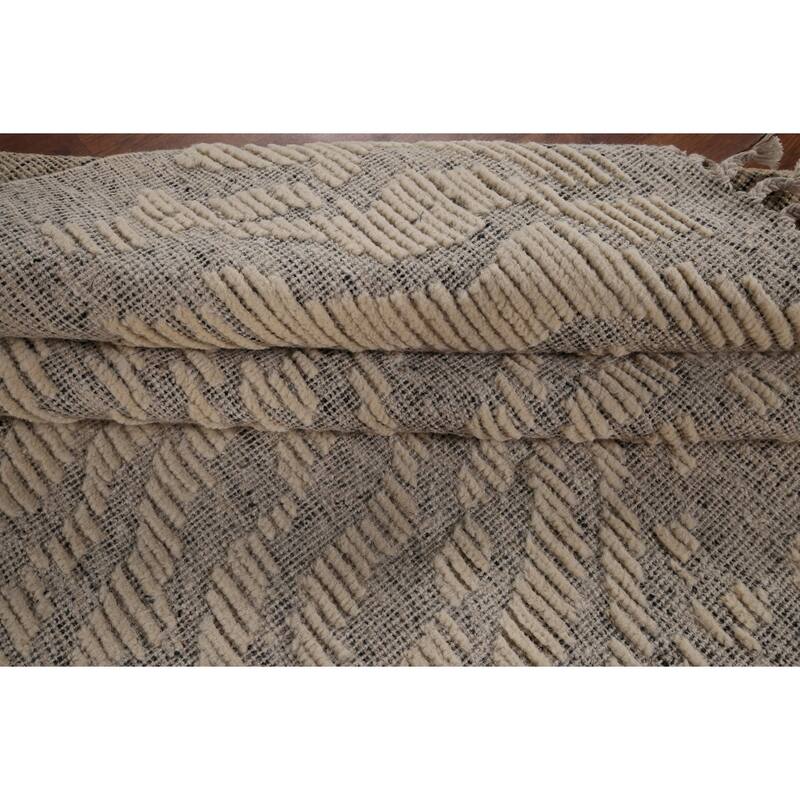 All-Over Moroccan Abstract Area Rug Hand-Knotted Wool Carpet - 8'0"x 10'3"