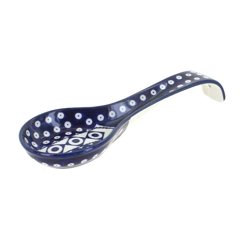 Blue Rose Polish Pottery 1178 Zaklady Large Spoon Rest - Xena