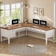 preview thumbnail 107 of 156, Farmhouse Executive L Shaped Desk Home Office Desk with Drawers and Storage Cabinet & Power Outlet 63" - White