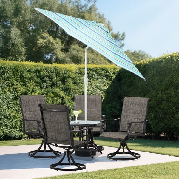 double vent patio umbrella Tempo 9 ft. Aluminum Double Wind Vent Market Umbrella