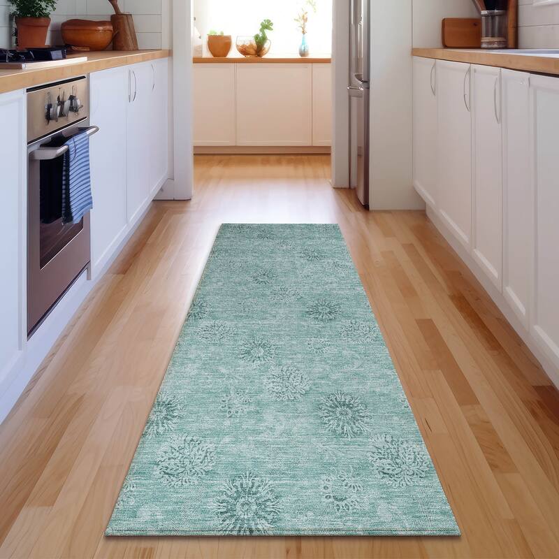 Premium Washable Super Soft Floral Imprints Mayfield Rug - Teal - 2' 3" x 7' 6" - Runner