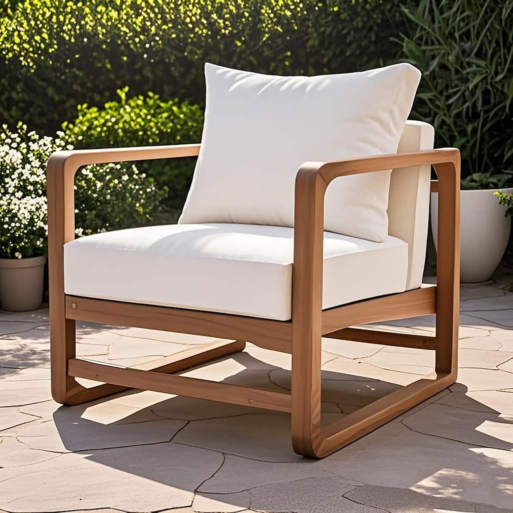 Christopher Knight Home - Azura Acacia Wood Patio Cloud Like Club Chair with Cushion