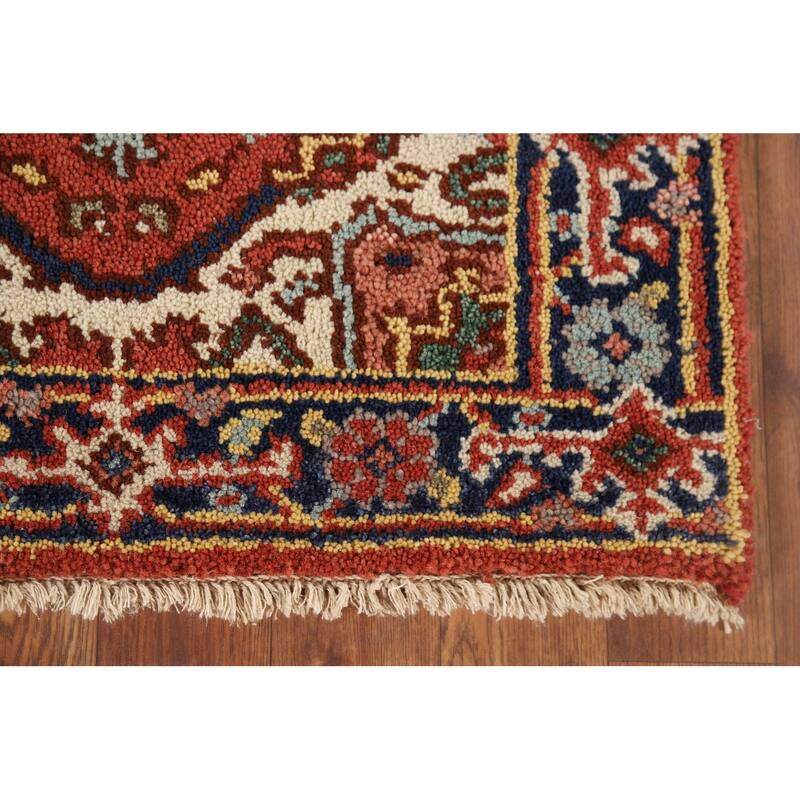 Orange Heriz Serapi Indian Accent Rug Handmade Wool Carpet - 2'0" x 3'0"