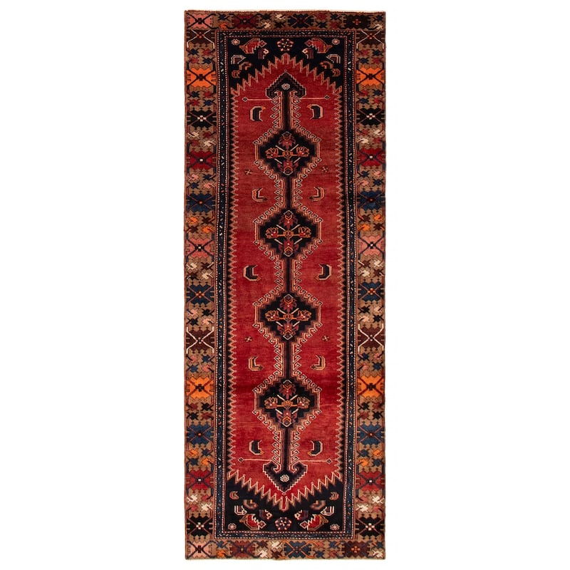 ECARPETGALLERY Hand-knotted Anadol Red Wool Rug - 3'7 x 9'11 - Red - 3'7 x 9'11