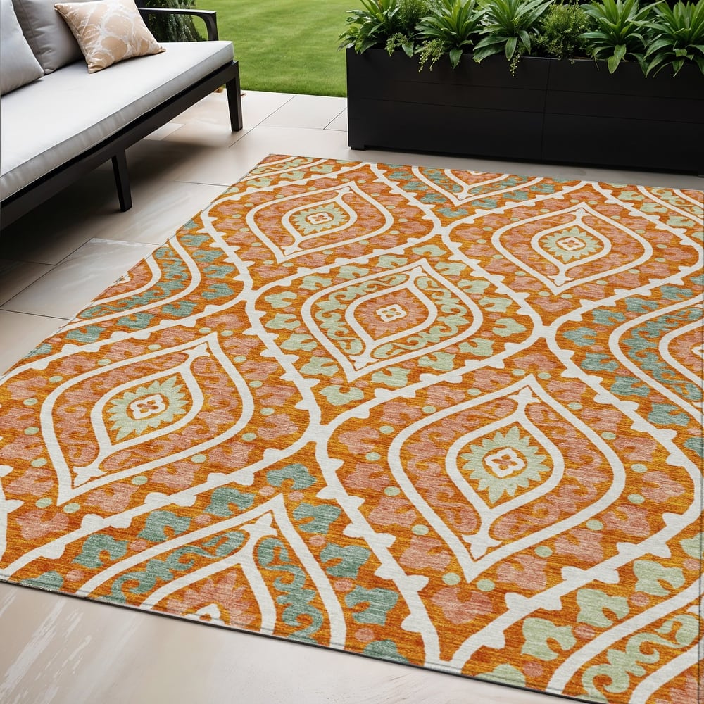 HomeRoots Floral Transitional Rectangle Outdoor Rug