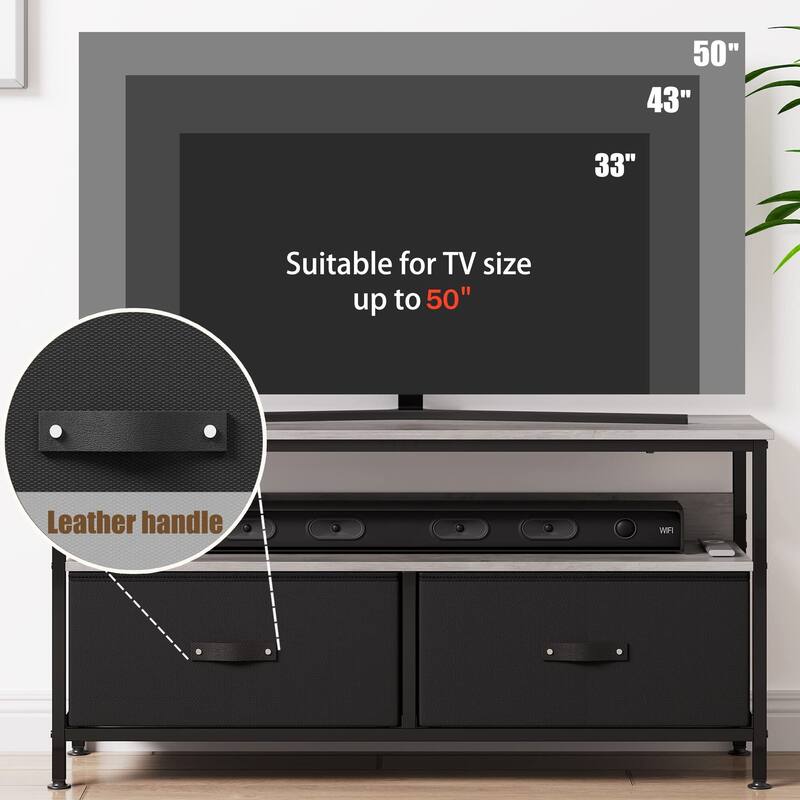 50 Inch TV Stand for Bedroom Small TV Stand Dresser with Drawers and Shelves