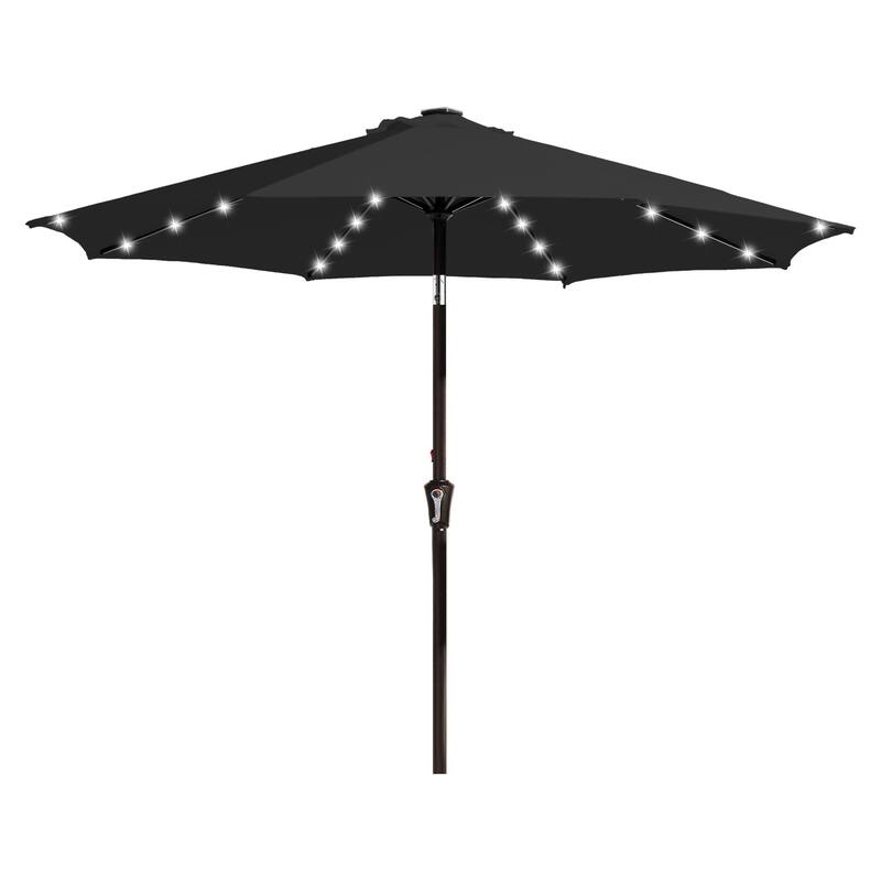 9ft Patio Market Umbrella with LED Lights,Crank & Tilt