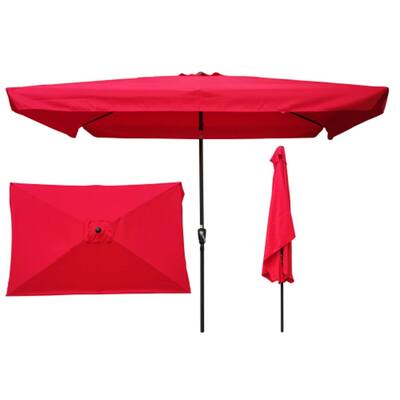 10 x 6.5ft Rectangular Patio Market Table Umbrella with Crank and Push Button Tilt