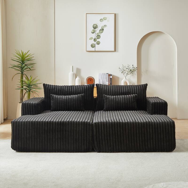 Black Cloud Plush Loveseat Sectional Sleeper Sofa