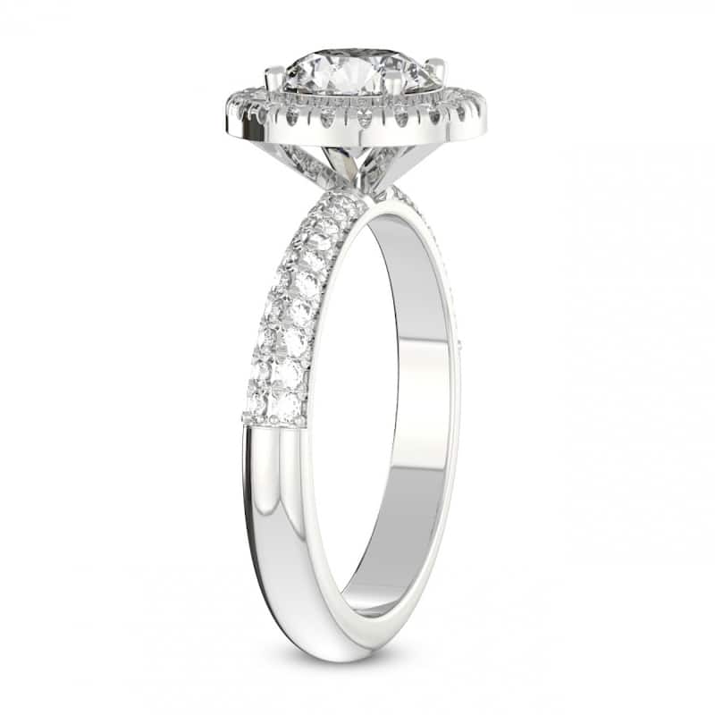 1Ct Halo Diamond Accent Ring White Gold Lab Grown