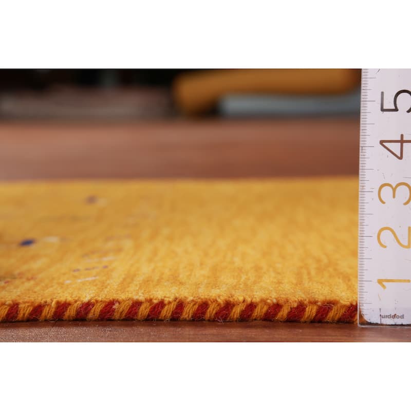 Hand Knotted Oriental 100% Wool Carpet Tribal Animal Pictorial Oranges & Rust Gabbeh Runner Rug - 9' 9'' X 2' 9''