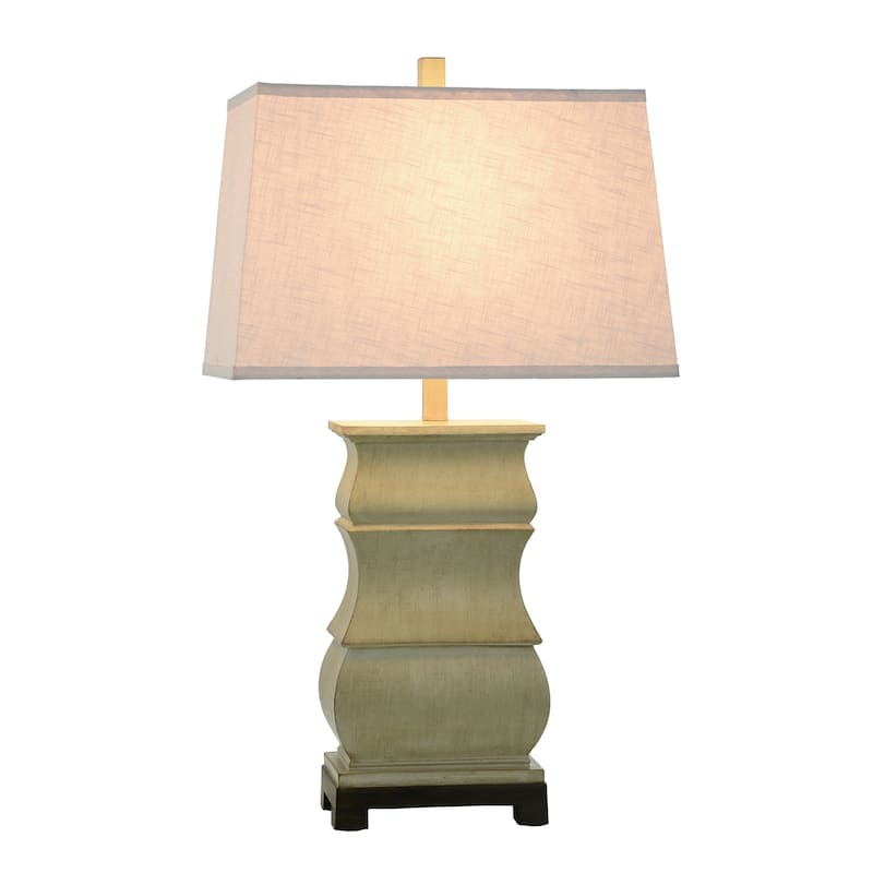 Sauga Cream Table Lamp - Traditional Brushed Polyresin Body - White Shade