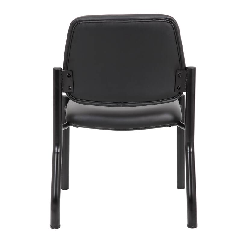 Lea Reception Guest Chair, Antimicrobial Vinyl Seat and Back, Black
