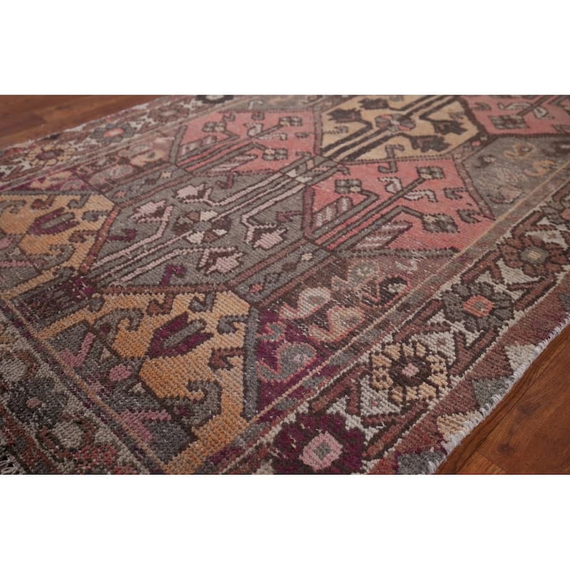 Distressed Bakhtiari Persian Runner Rug Handmade Wool Carpet - 3'5" x 10'0"