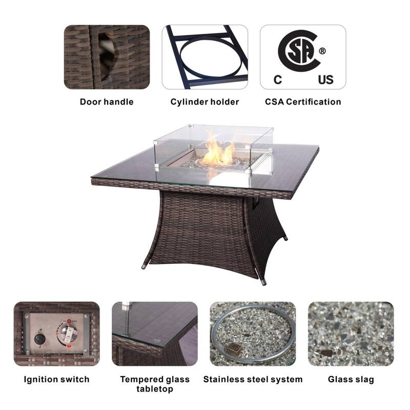 Ellington Outdoor Oval Wicker Firepit Table
