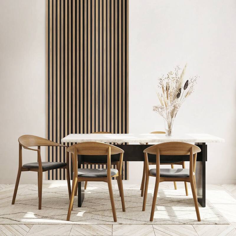 47" x 23" Modern Decor Polyester Grating Wood Acoustic Slat Panels Wall Paneling (Set of 4)