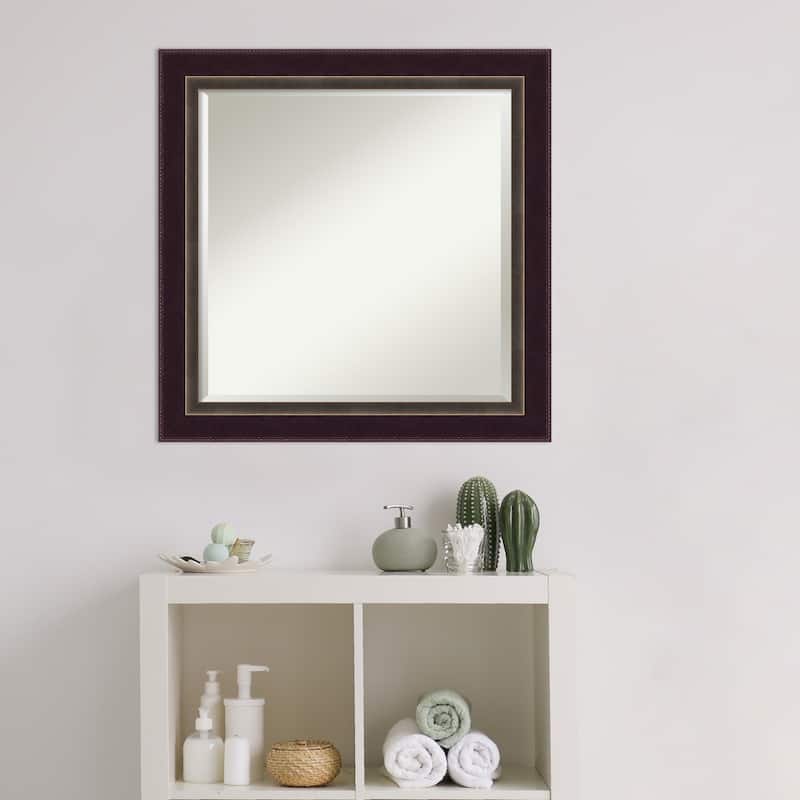 Beveled Wood Bathroom Wall Mirror - Signore Bronze Frame