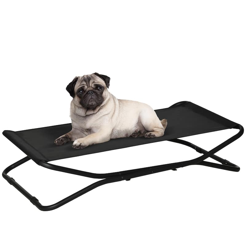 PawHut Elevated Dog Bed with Breathable Fabric, Foldable Pet Cot with Heavy Duty Steel Frame - Black