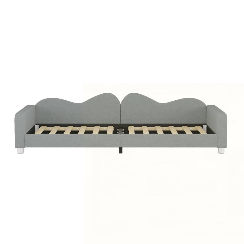 Upholstered Daybed, Sherpa Fabric Sofabed with Cloud-Shaped Backrest