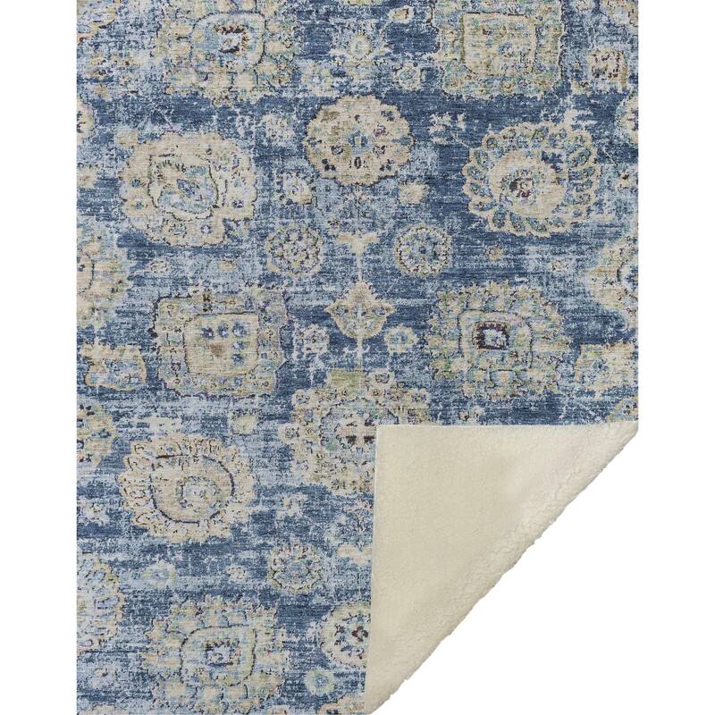 Premium Machine Washable Vintage Persian Sherpa Throw Blanket