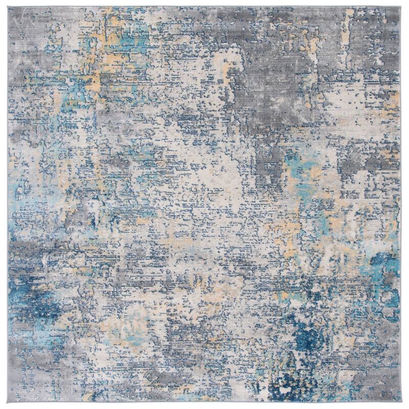 SAFAVIEH Jasper Trudi Modern & Contemporary Rug - 6'7" Square - Grey/Blue
