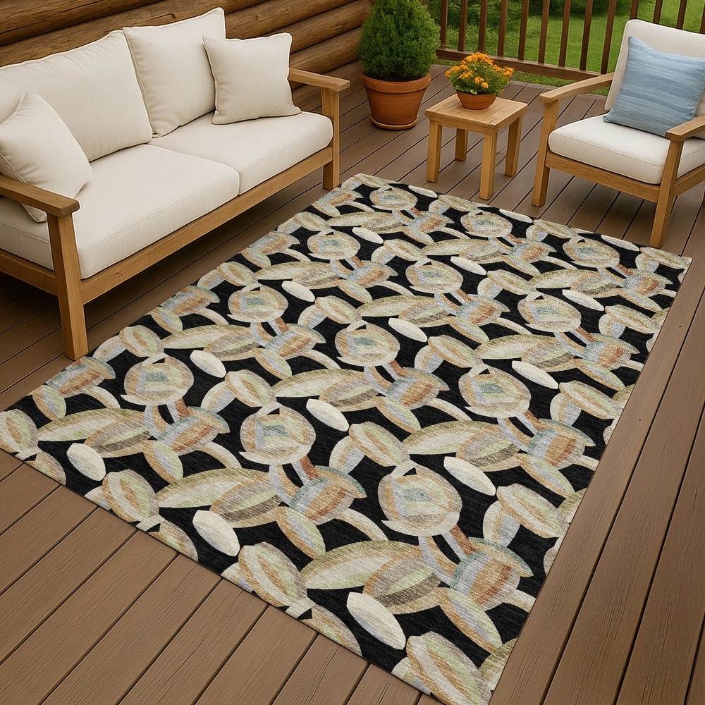 Machine Washable Indoor/ Outdoor Modern Heli Chantille Rug