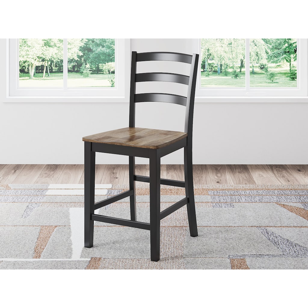 Signature Design by Ashley Wildenauer Brown/Black Bar Stool (Set of 2) - 19" W x 22" D x 40.25" H