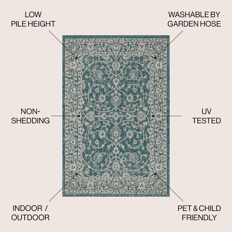JONATHAN Y Palazzo Vine and Border Textured Weave Indoor/Outdoor Area Rug