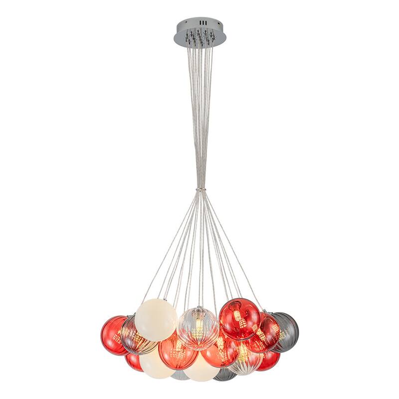 23.6''W Chrome Modern Hand Blown Colored Glass Balls Chandelier