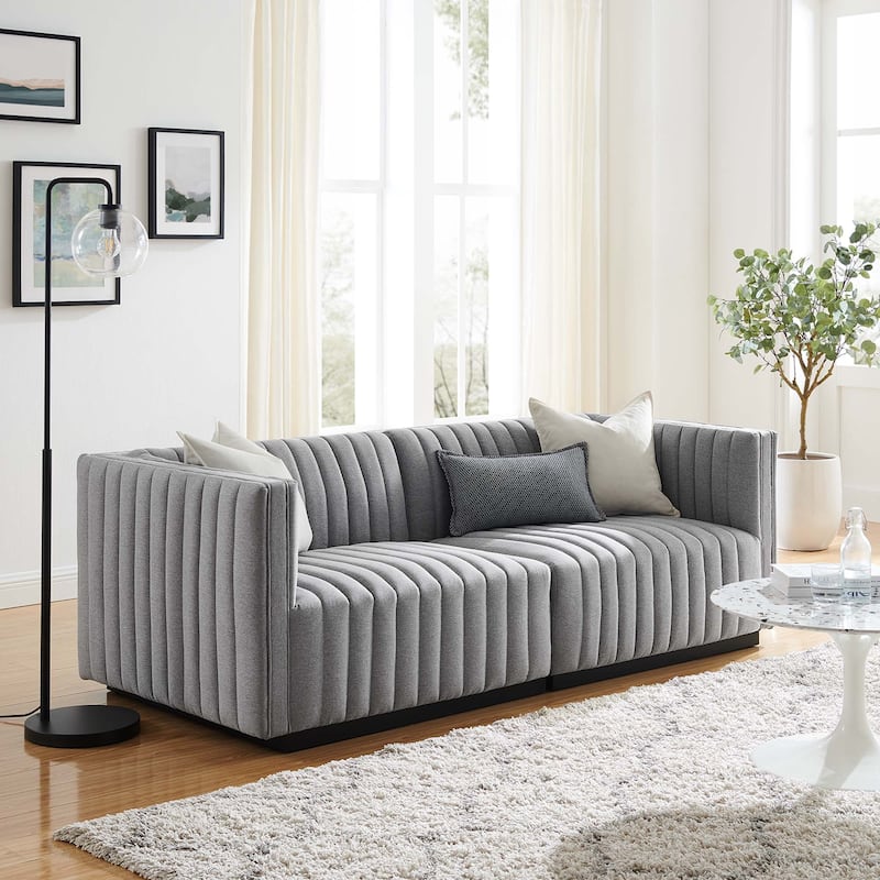 Conjure Channel Tufted Upholstered Fabric Loveseat