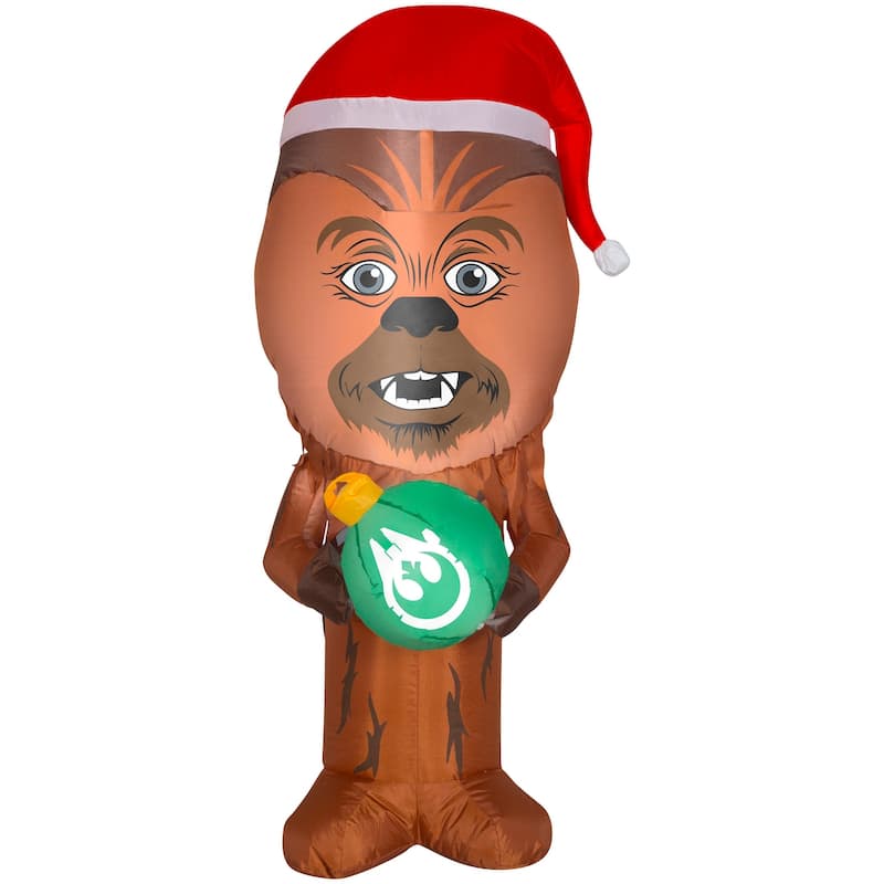 Gemmy Christmas Airblown Inflatable Inflatable Chewbacca with Santa Hat, 3.5 ft Tall, Brown
